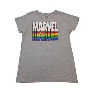 Marvel Rainbow Pride Graphic T Shirt XL/EG/TG (15/17) Gray Tee Top